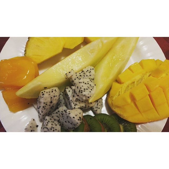 Fruit Breakfast #AsianMelon  #Dragonfruit #Mango #Kiwi #Jackfruit #Pineapple